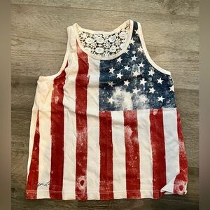 Girl’s Polo Ralph Lauren American Flag Razor Back Tank w/ Crochet detail Size 6